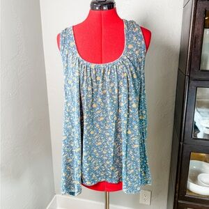 Natural Life Floral Blue Sleeveless Tank Top – Women’s Size M